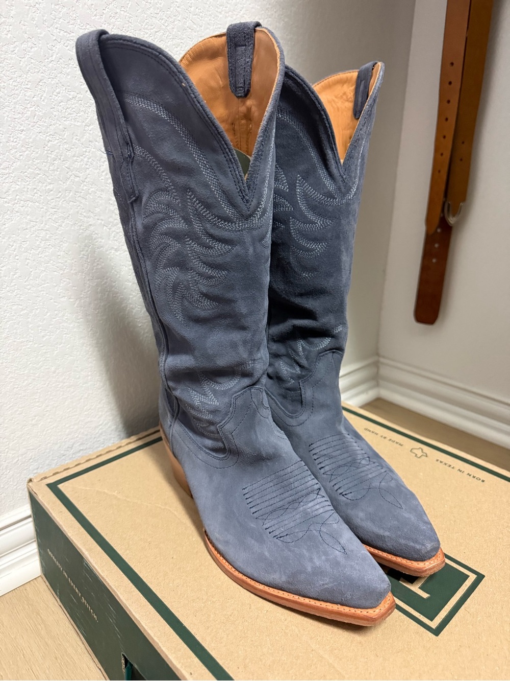 Blue Suede Tecovas Cowboy Boots